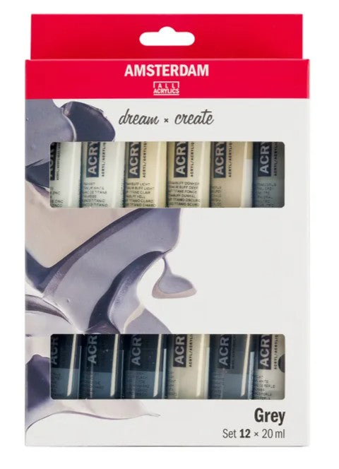 Amsterdam Acrylic Greys Set 12 X 20ml