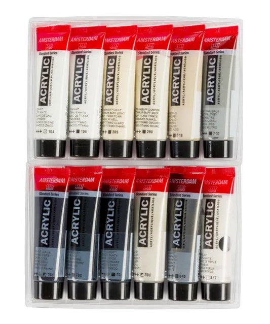 Amsterdam Acrylic Greys Set 12 X 20ml