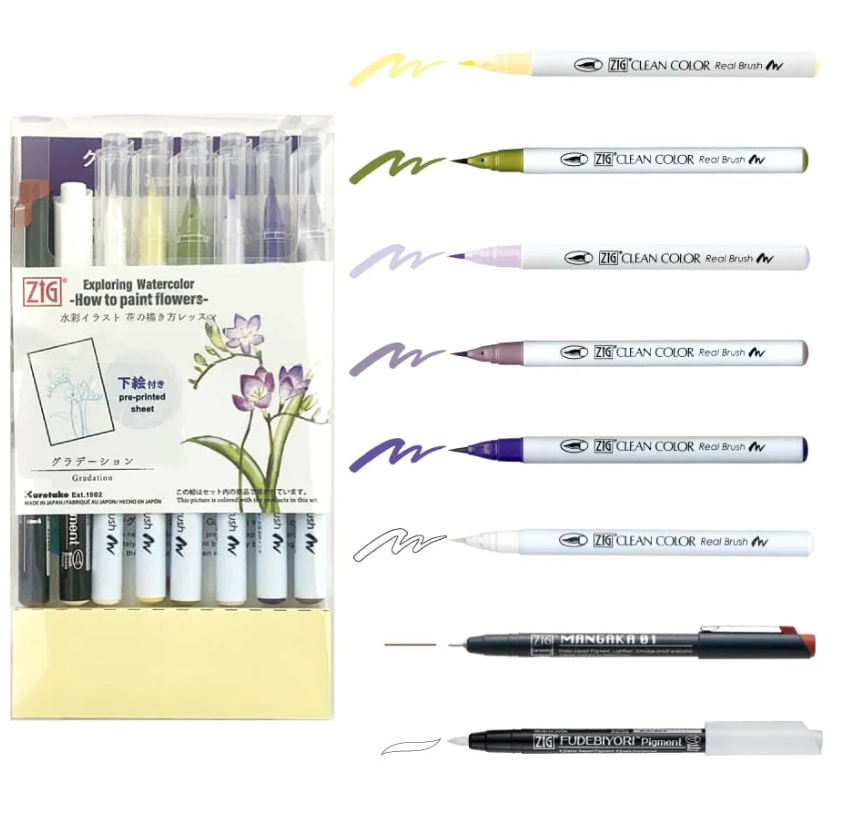 Zig Watercolour Set - Flowers Gradation