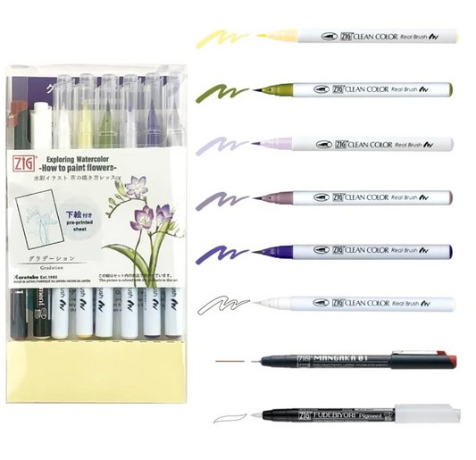 Zig Watercolour Set - Flowers Gradation