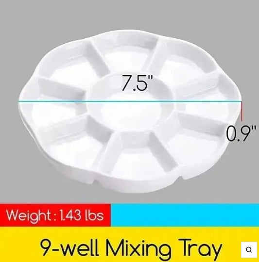 Meeden Porcelain Palette 9 Well Flower 7.5''