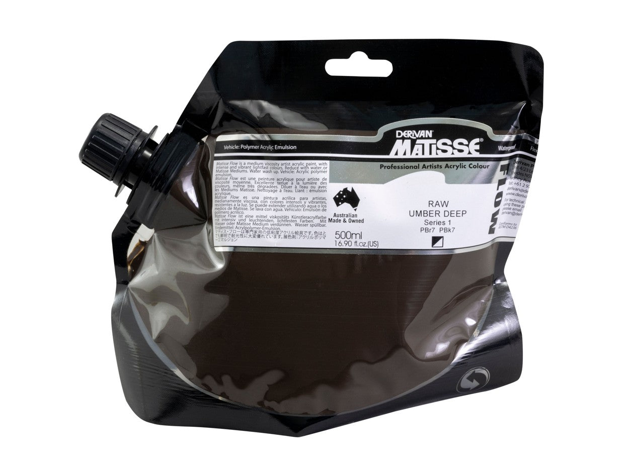 Matisse Flow 500ml Series 1 Raw Umber Deep - In Squeezy Bag SALE