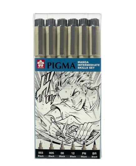 Sakura Pigma Micron Pen Black 6 Set Manga
