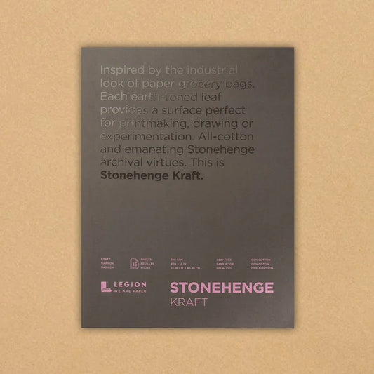 STONEHENGE PAPER PAD KRAFT 250gsm 279 x 355mm (11x14Inch) 15 sheets.