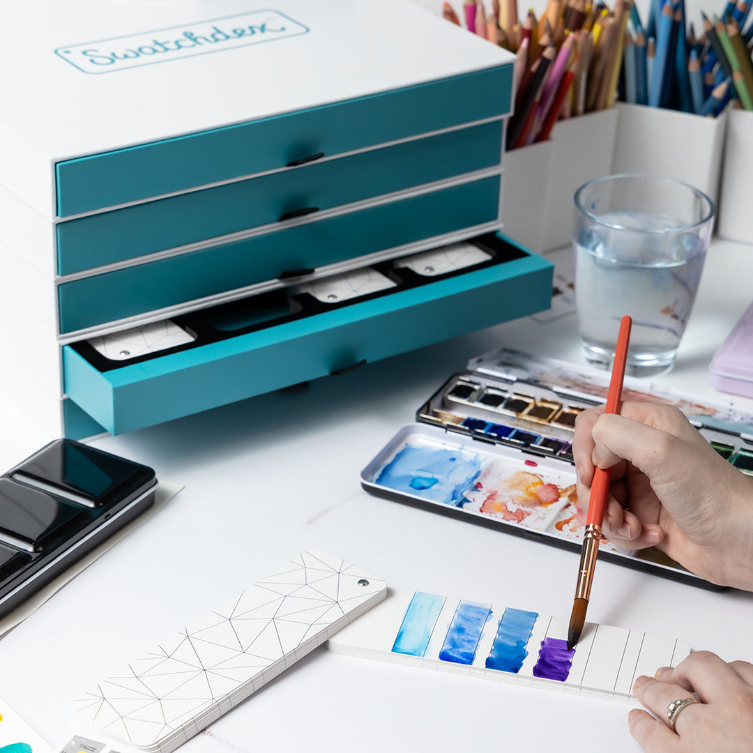 The Swatchdex Studio: 4 Fan Swatching Decks in their own Sturdy Drawer Box