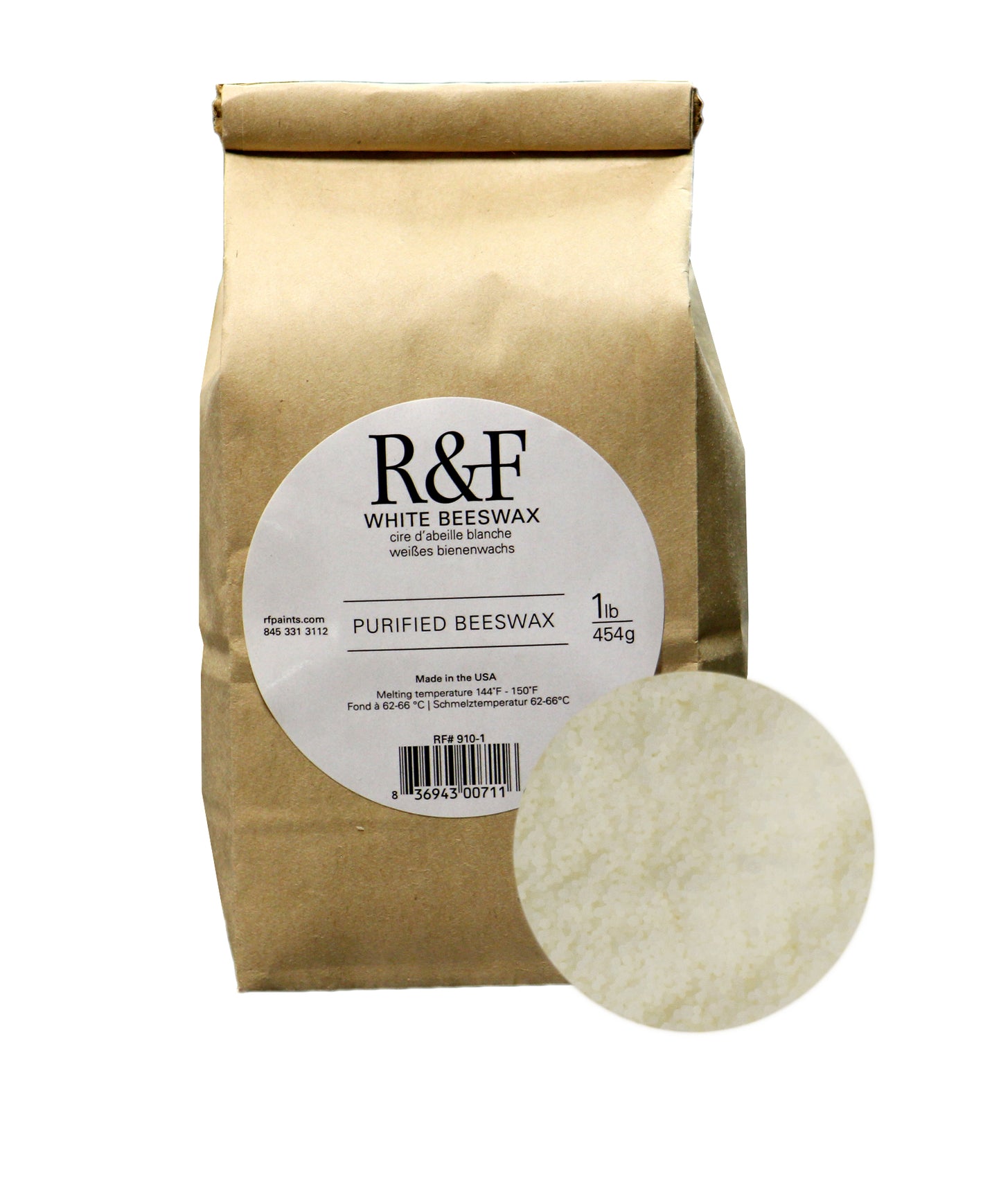 R&F Encaustic White Purified Beeswax 1lb 454g