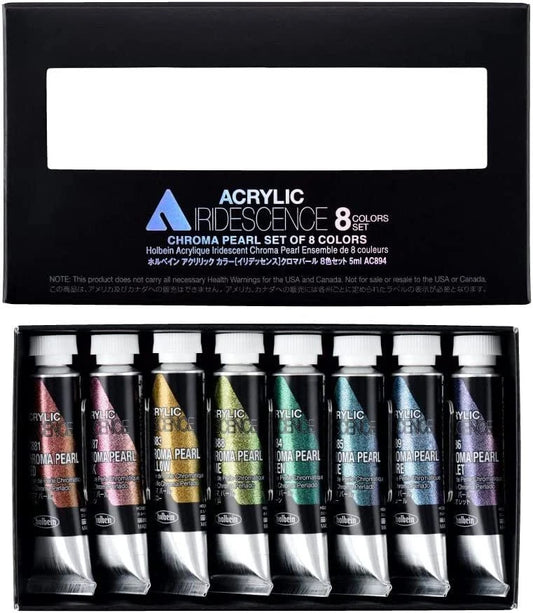 Holbein Acrylic Color Iridescence Chroma Pearl Set of 8 Colors 5ml Tubes AC894