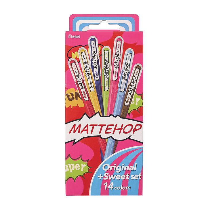Pentel MatteHop 1.0mm Original and Cheerful Set of 14