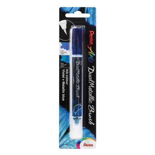 Pentel Dual Metallic Brush Pen Violet & Metallic Blue