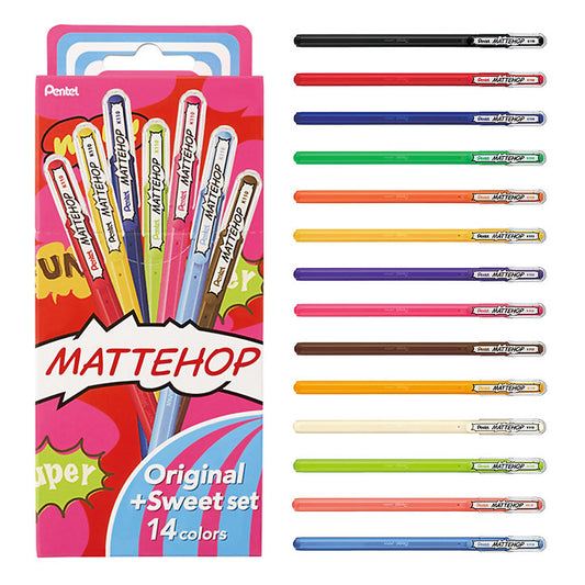 Pentel MatteHop 1.0mm Original and Cheerful Set of 14