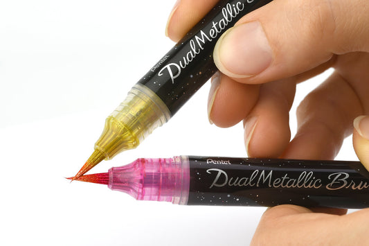 Pentel Dual Metallic Brush Wallet Set of 8