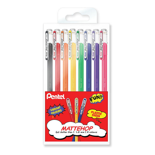 Pentel MatteHop Gel Pen 1.0mm Assorted 8 Set