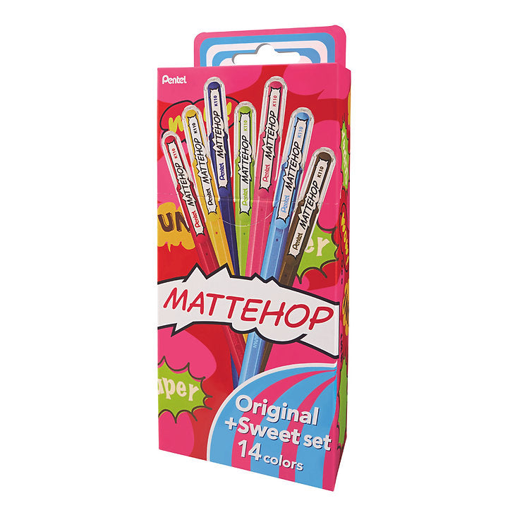 Pentel MatteHop 1.0mm Original and Cheerful Set of 14
