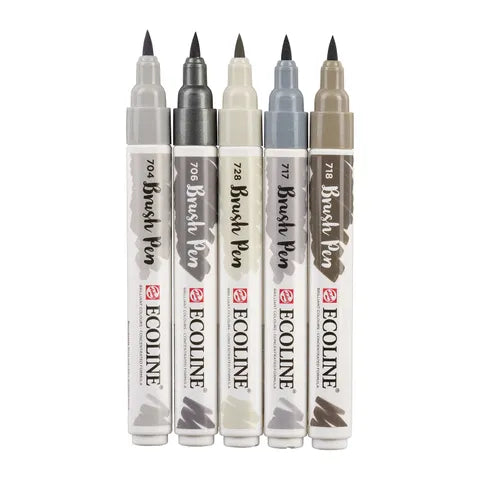 Ecoline Brush Pen Set 5 Grey