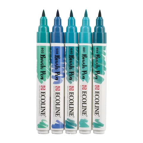 Ecoline Brush Pen Set 5 Green Blue