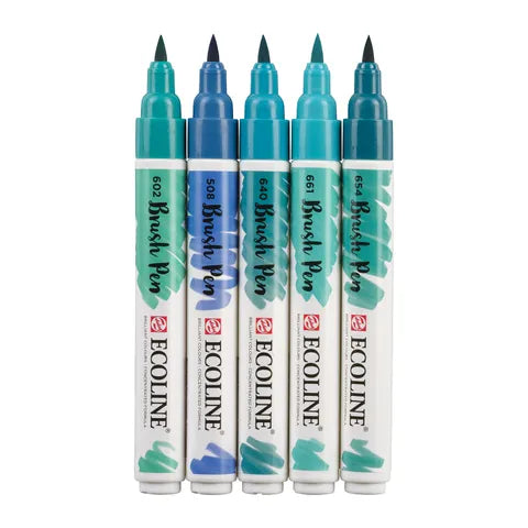 Ecoline Brush Pen Set 5 Green Blue