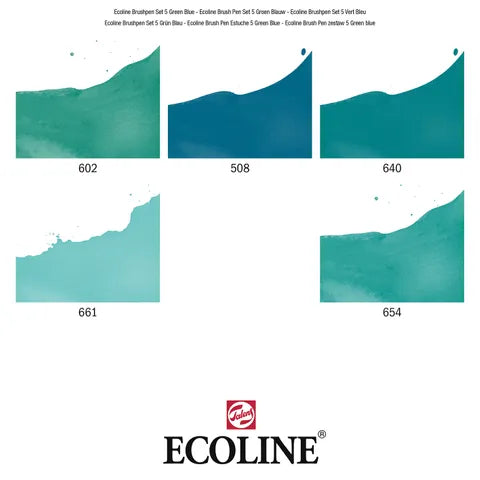 Ecoline Brush Pen Set 5 Green Blue