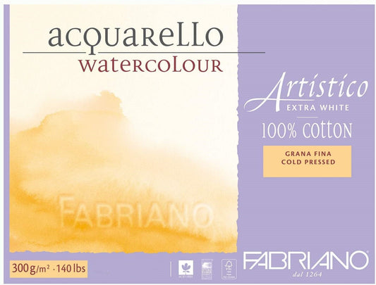 Fabriano Watercolour Block Extra White 300gsm Cold Pressed 18 x 26cm 20 Sheet
