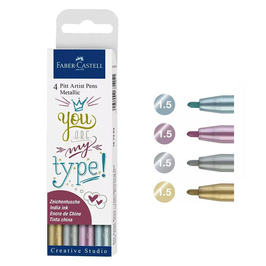 Faber Pitt Pen Set 4 Metallic