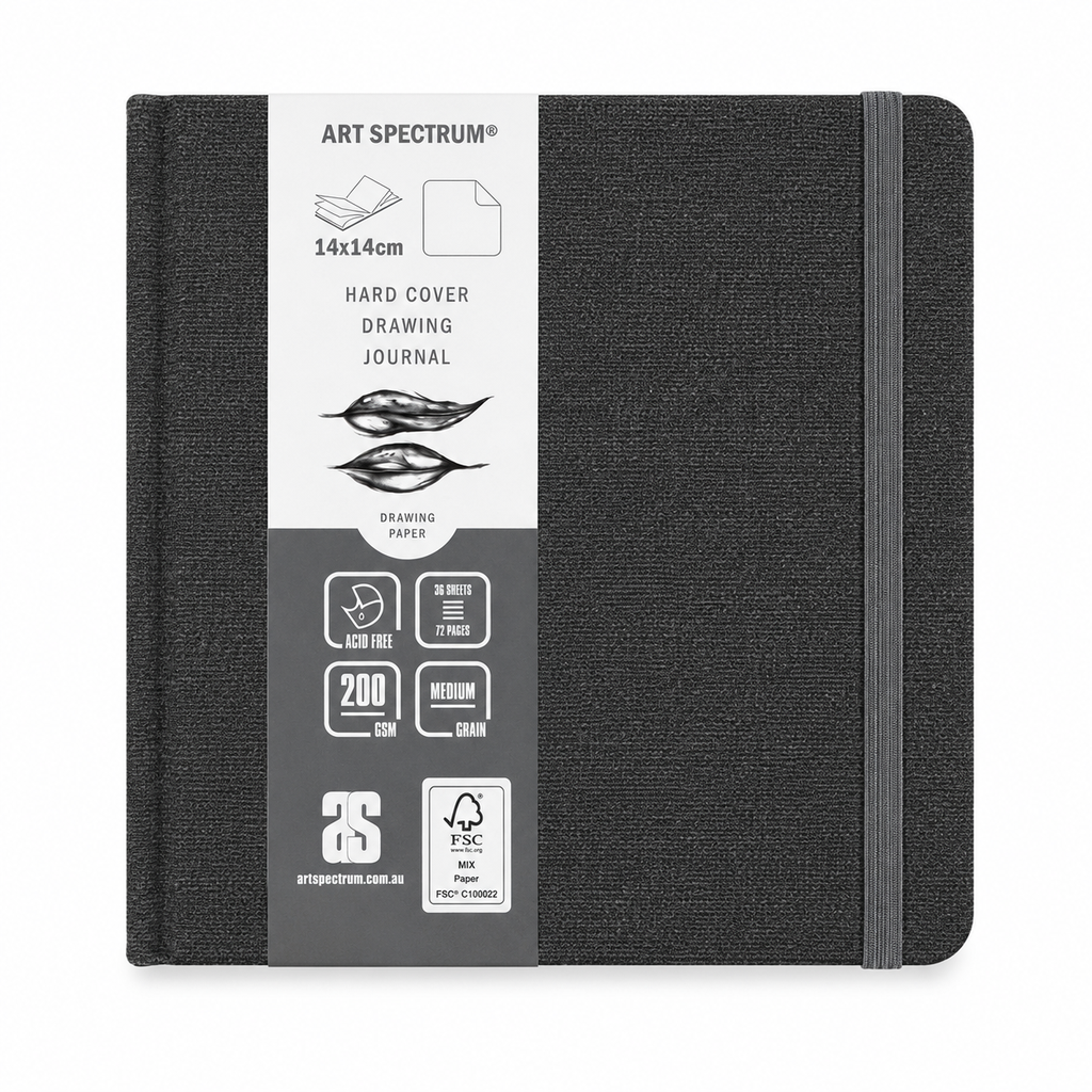 AS Watercolour Hard Cover Drawing Journal Grey Linen 200gsm 14 x 14cm