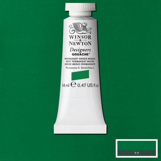 Winsor & Newton Designers Gouache 14ml Permanent Green Middle