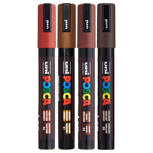 Uni Posca PC-5M Bullet Tip 2.5mm Brown Shades 4 Set