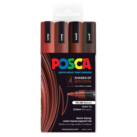 Uni Posca PC-5M Bullet Tip 2.5mm Brown Shades 4 Set