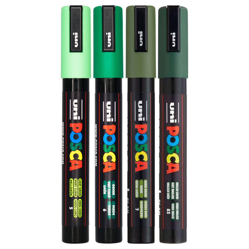 Uni Posca PC-5M Bullet Tip 2.5mm Green Shades 4 Set