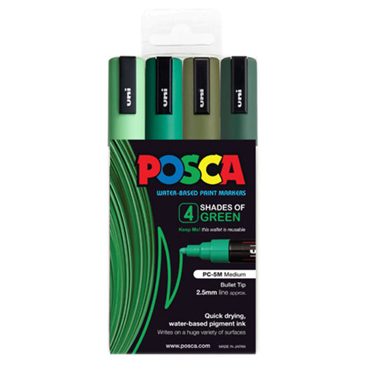 Uni Posca PC-5M Bullet Tip 2.5mm Green Shades 4 Set