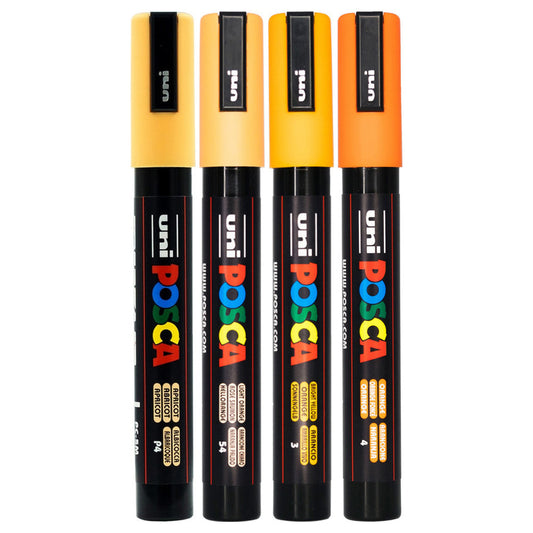 Uni Posca PC-5M Bullet Tip 2.5mm Orange Shades 4 Set