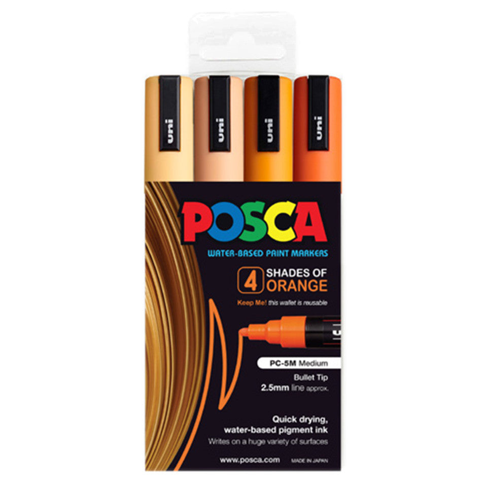Uni Posca PC-5M Bullet Tip 2.5mm Orange Shades 4 Set