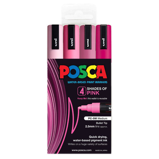 Uni Posca PC-5M Bullet Tip 2.5mm Pink Shades 4 Set