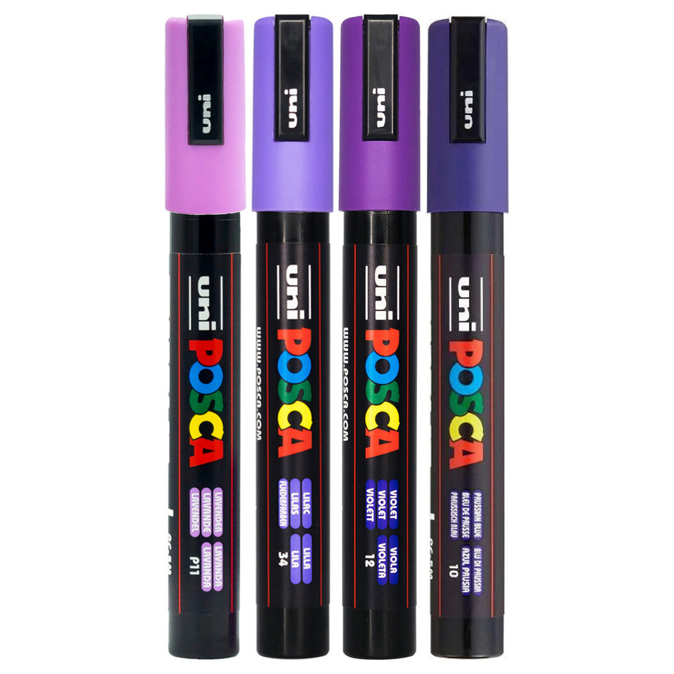 Uni Posca PC-5M Bullet Tip 2.5mm Purple Shades 4 Set