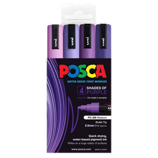 Uni Posca PC-5M Bullet Tip 2.5mm Purple Shades 4 Set