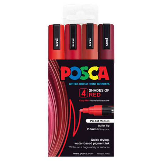 Uni Posca PC-5M Bullet Tip 2.5mm Red Shades 4 Set