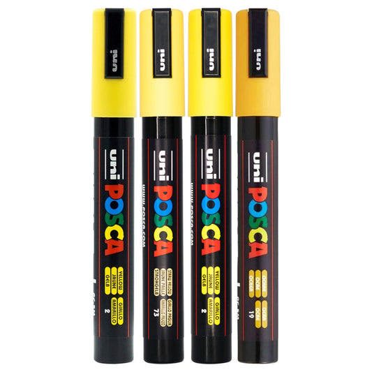 Uni Posca PC-5M Bullet Tip 2.5mm Yellow Shades 4 Set