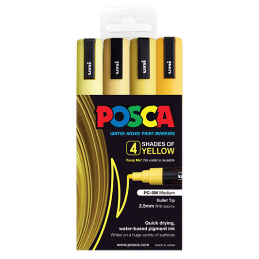 Uni Posca PC-5M Bullet Tip 2.5mm Yellow Shades 4 Set