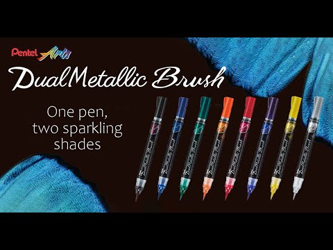 Pentel Dual Metallic Brush Pen Black & Metallic Red