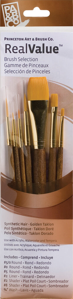 Princeton RealValue Synthetic Gold Taklon Short Handle 7Pc Set