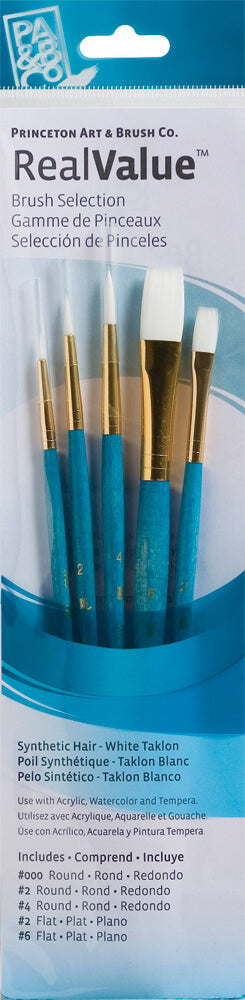 Princeton RealValue Synthetic White Taklon Short Handle 5Pc Set