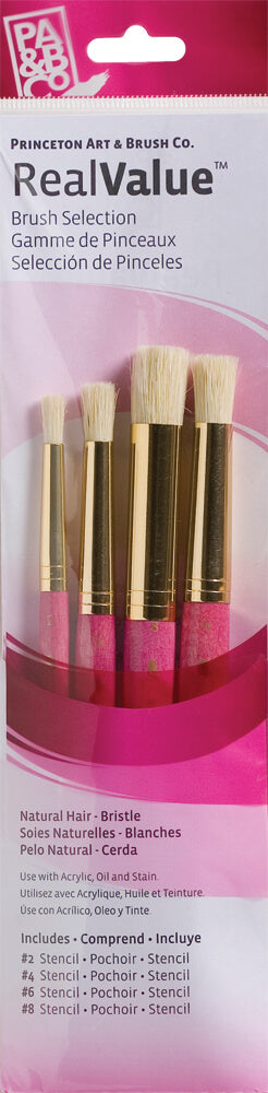 Princeton RealValue Natural Short Handle Stencil 4Pc Set