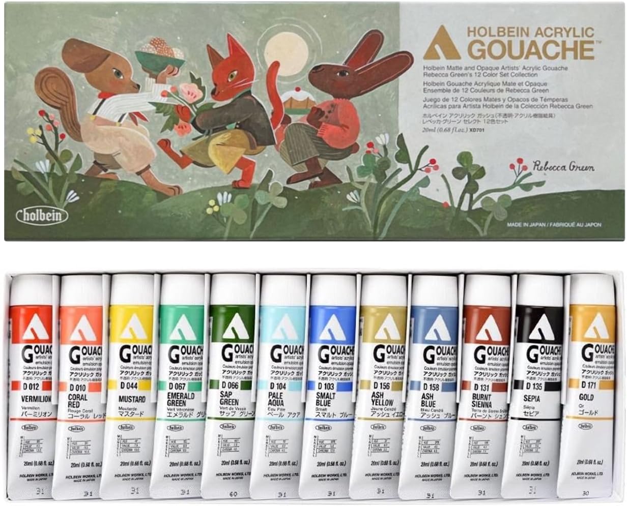 Holbein Acryla Gouache Rebecca Green Set 12 x 20ml XD701