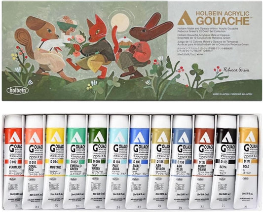 Holbein Acryla Gouache Rebecca Green Set 12 x 20ml XD701