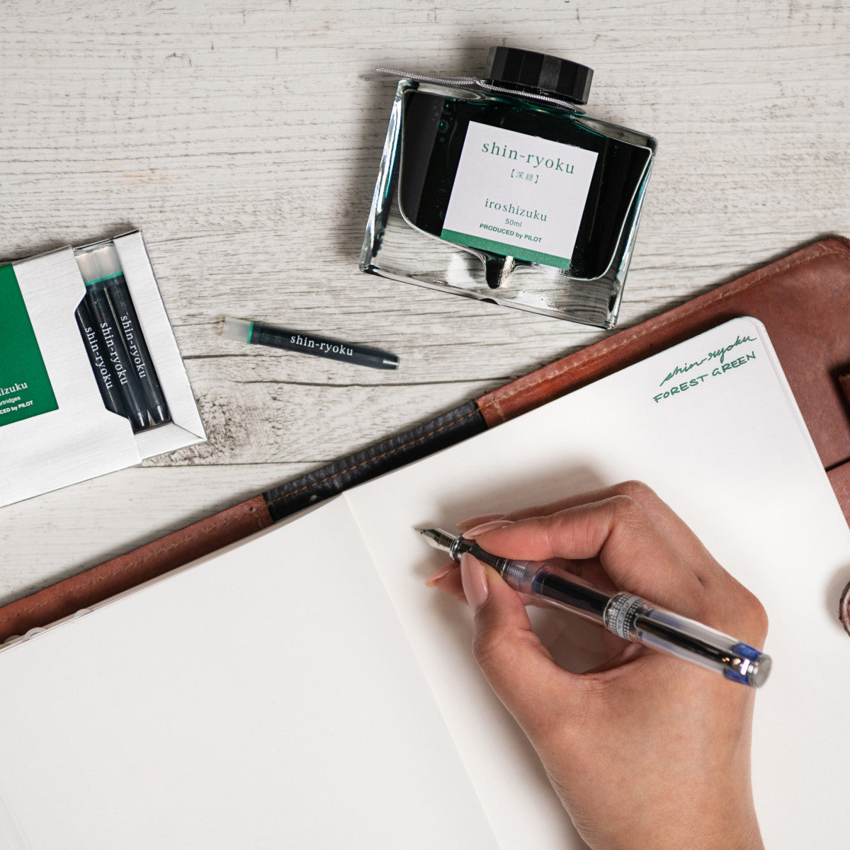 Pilot Iroshizuku Ink Fountain Pen Cartridges Shin-ryoku / Forest Green 6 Pack