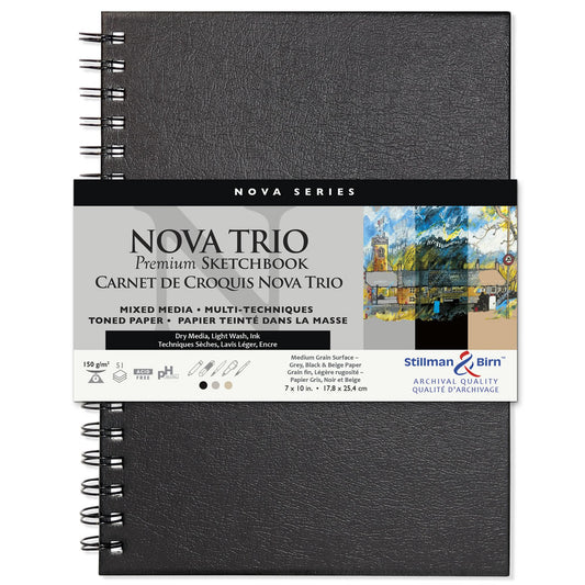 STILLMAN & BIRN NOVA TRIO SERIES WIREBOUND SKETCHBOOK 150gsm 7x10 Inch PORTRAIT 51 sheets.