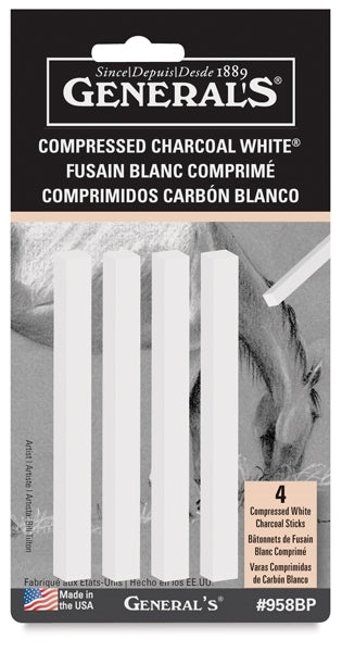 General's Compressed Charcoal Sticks 958. 4 Assorted Whites