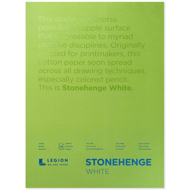Stonehenge White Pad 12 Sheet 250gsm 18 x 24"