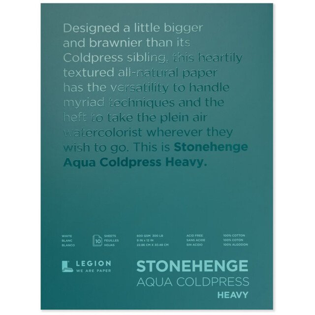 Stonehenge Aqua Block 600gsm 9 x 12" Cold Pressed 10 Sheets