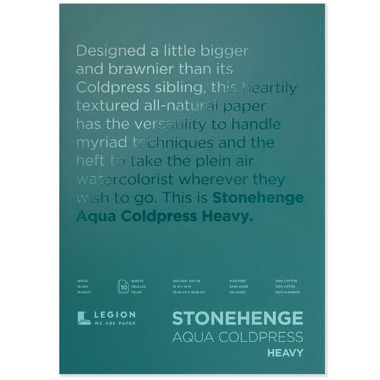 Stonehenge Aqua Block 600gsm 10 x 14" Cold Pressed 10 Sheets
