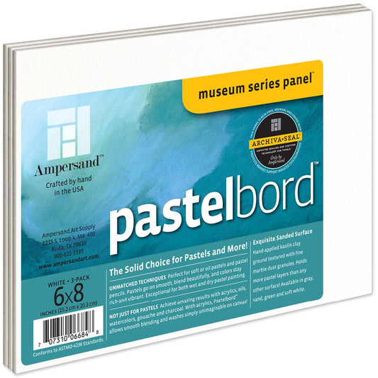 Ampersand Pastelbord 1/8" Depth 6 x 8" Pkt 3 White - theartshop.com.au